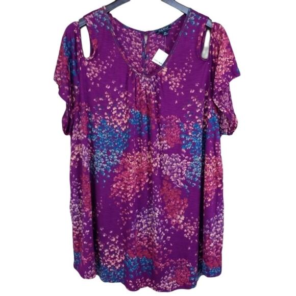 Lucky Brand Floral Cold Shoulder Top - Picture 1 of 7